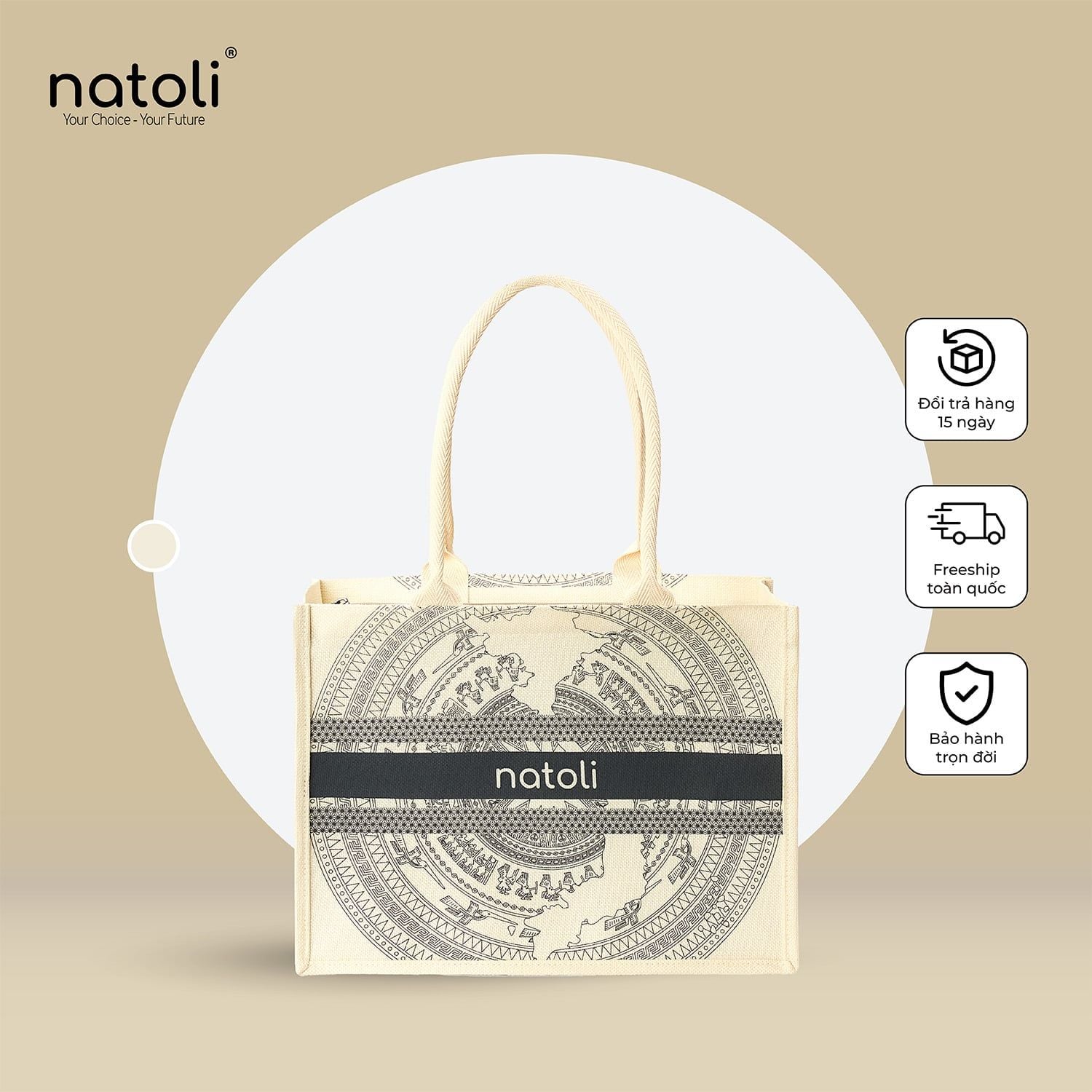 Túi cói vintage đi du lịch NATOLI BST Artisan Eco Jute Tote T36