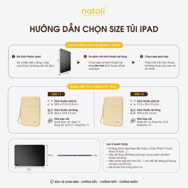 Túi chống sốc ipad, máy tính bảng NATOLI - BST Slim iPad Sleeve T67