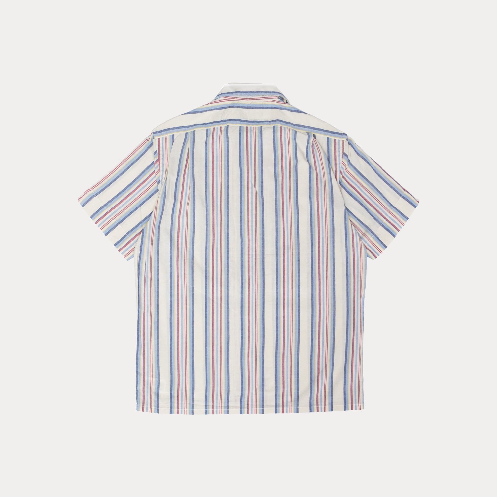  Ralph Lauren Classic Fit Striped Chambray Camp Shirt - Off White 