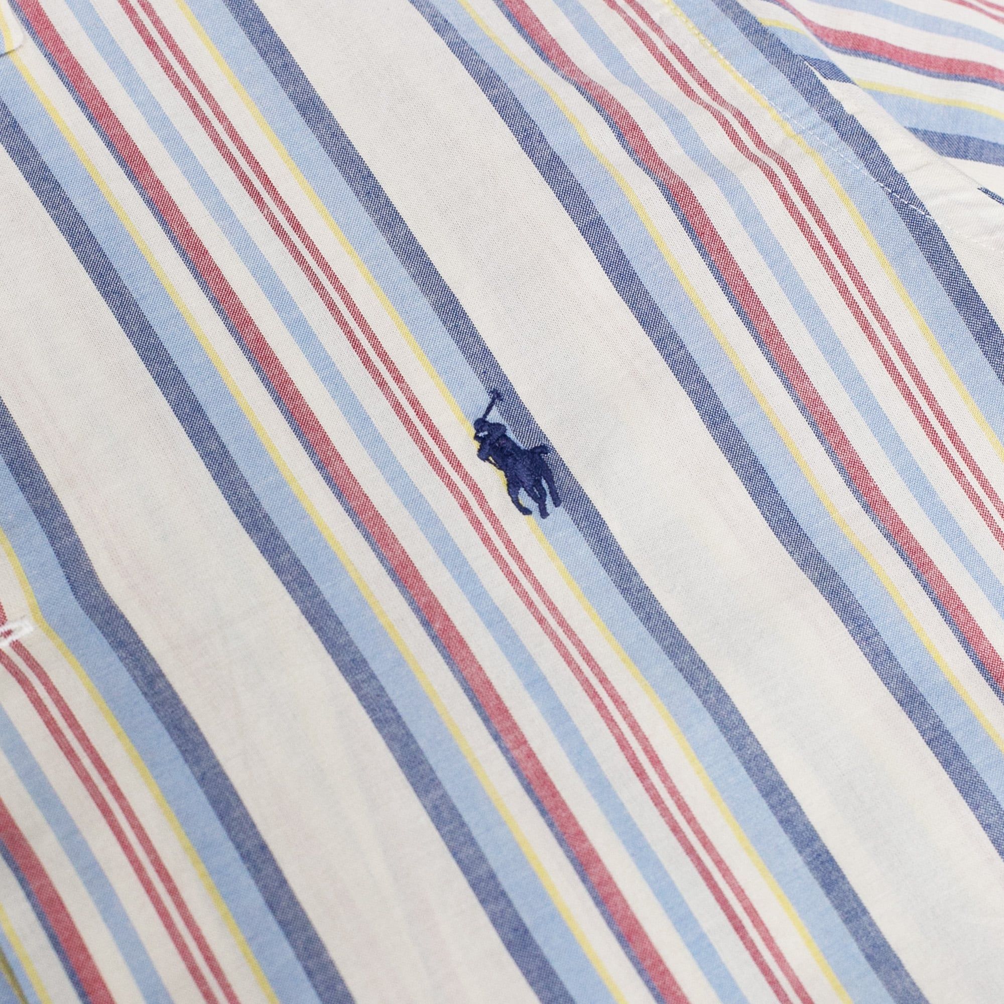  Ralph Lauren Classic Fit Striped Chambray Camp Shirt - Off White 