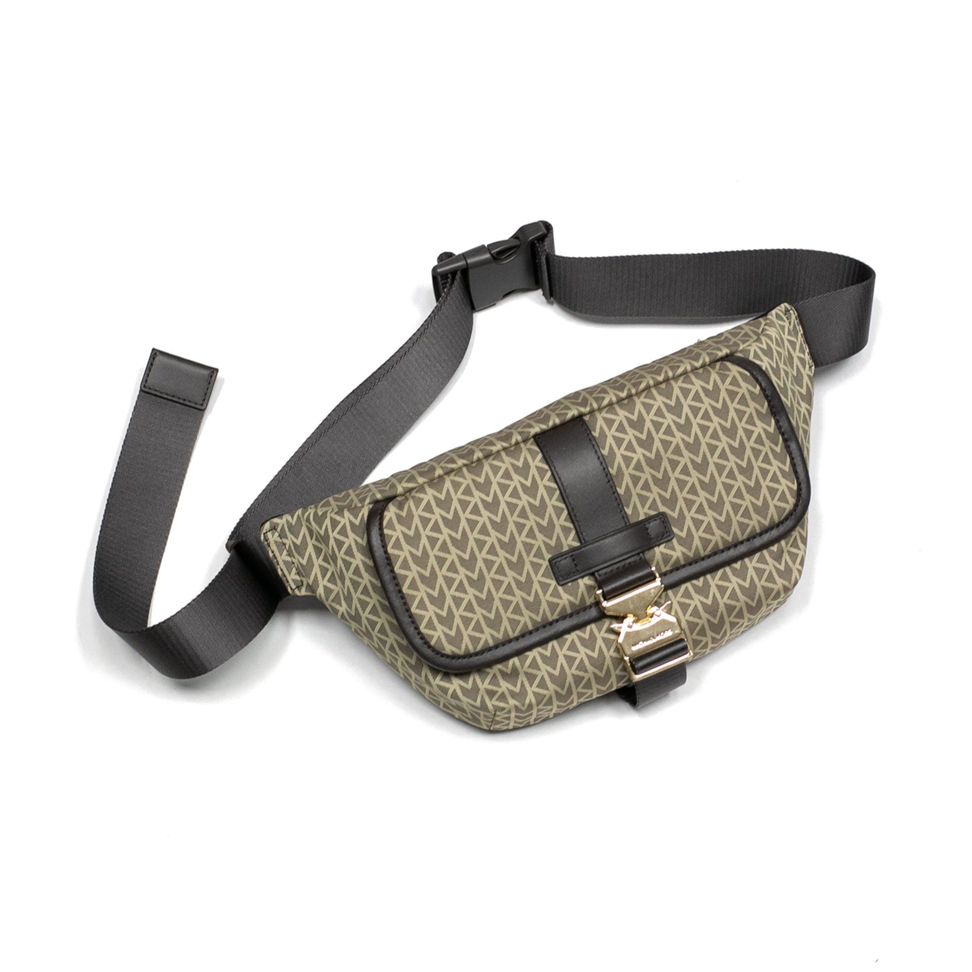  Michael Kors Eli MK2000 Logo Jacquard Sling Pack - Tan 