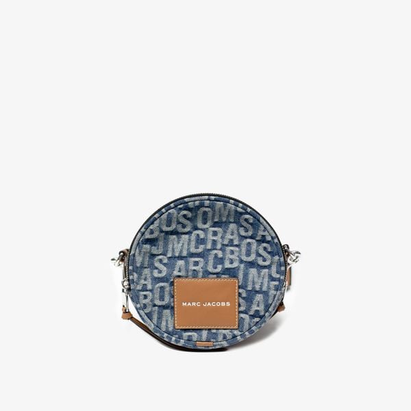  Marc Jacobs The Washed Monogram Blue Denim Circle Crossbody Bag 