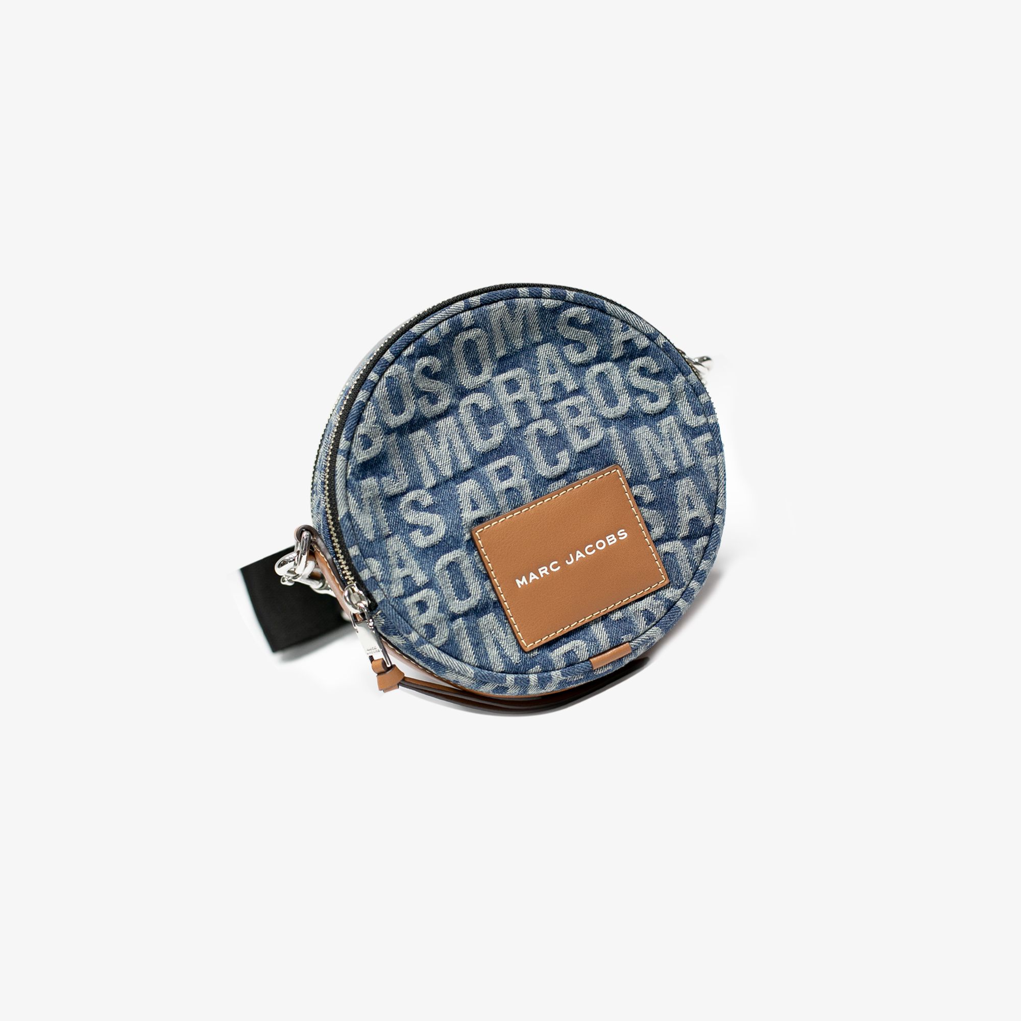  Marc Jacobs The Washed Monogram Blue Denim Circle Crossbody Bag 
