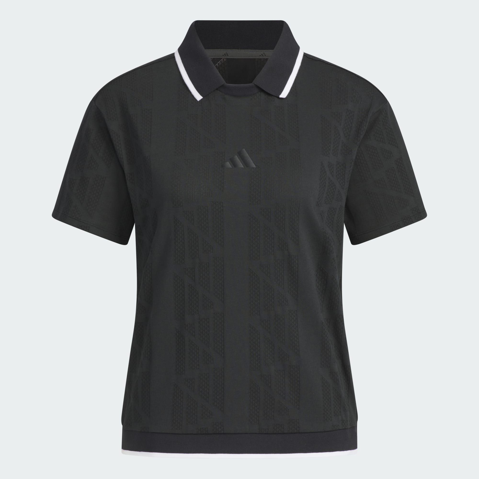  adidas Beyond Jacquard BOS Logo Short Sleeve Polo Shirt - Black 