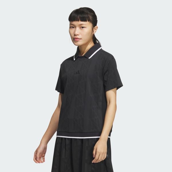  adidas Beyond Jacquard BOS Logo Short Sleeve Polo Shirt - Black 