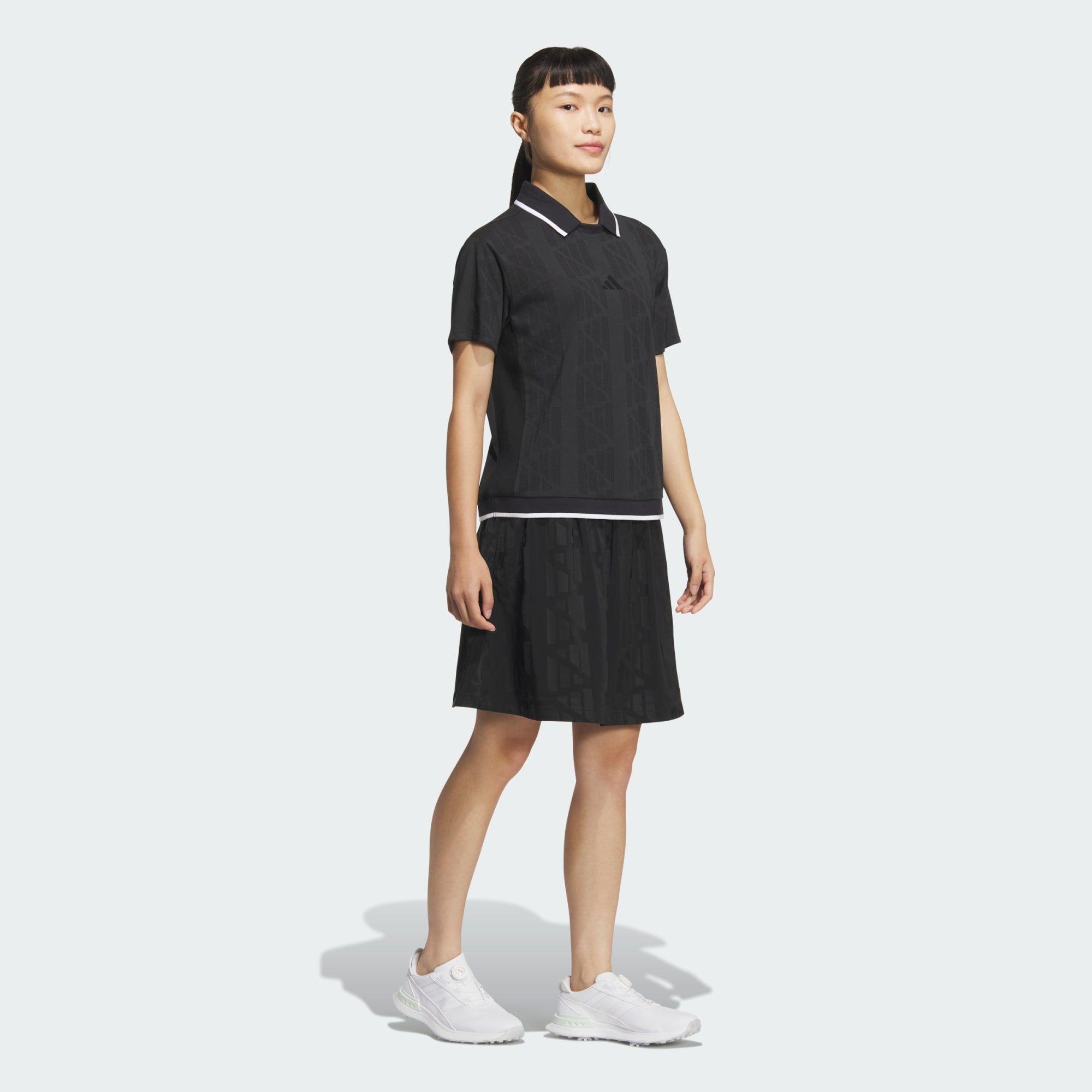  adidas Beyond Jacquard BOS Logo Short Sleeve Polo Shirt - Black 