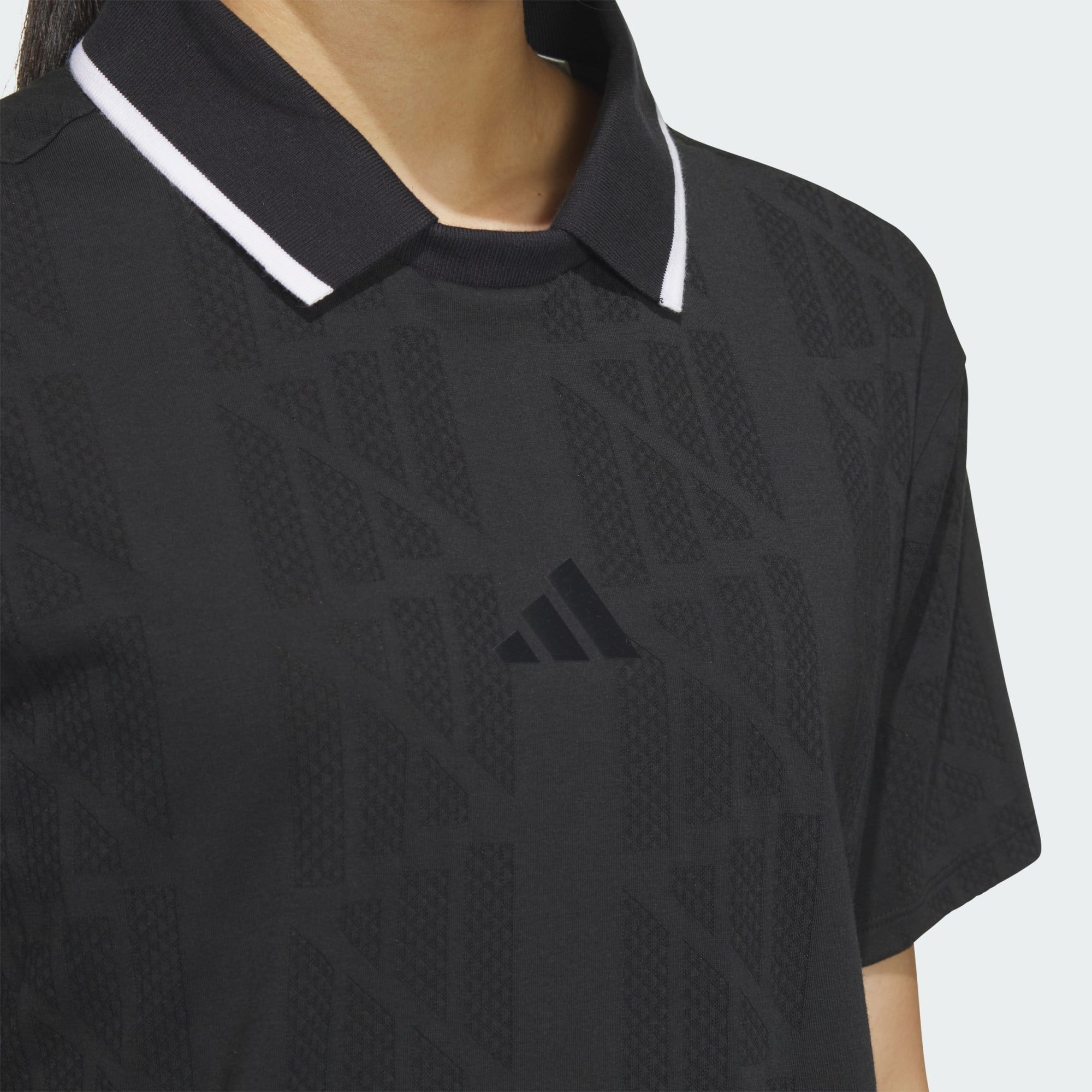  adidas Beyond Jacquard BOS Logo Short Sleeve Polo Shirt - Black 