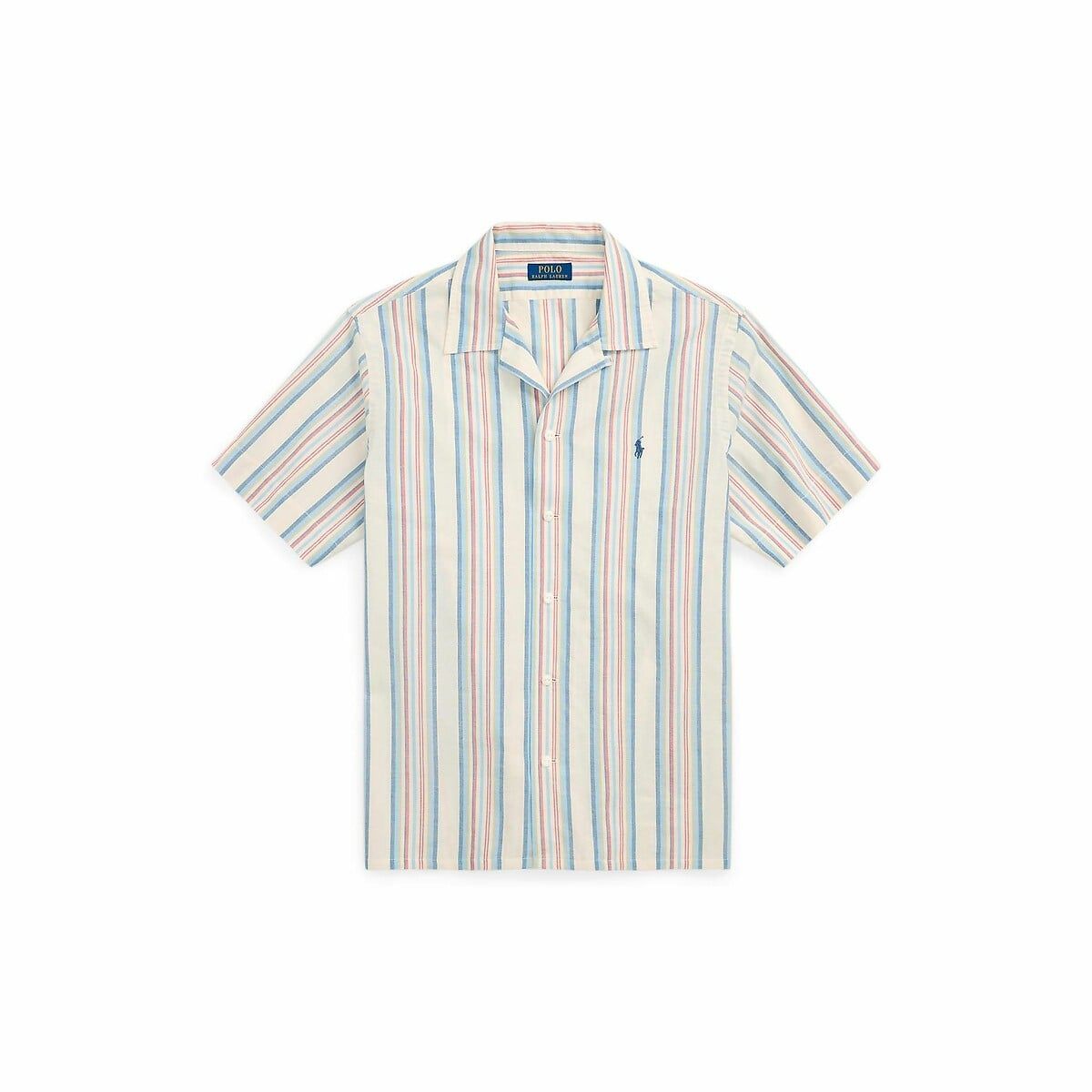  Ralph Lauren Classic Fit Striped Chambray Camp Shirt - Off White 