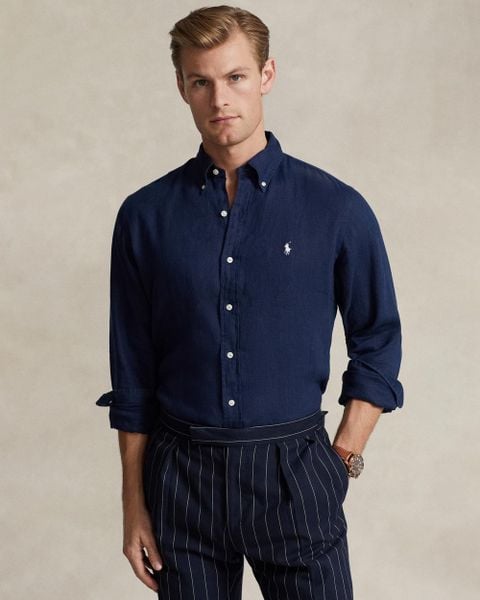  Polo Ralph Lauren Classic Fit Linen Shirt - Navy 