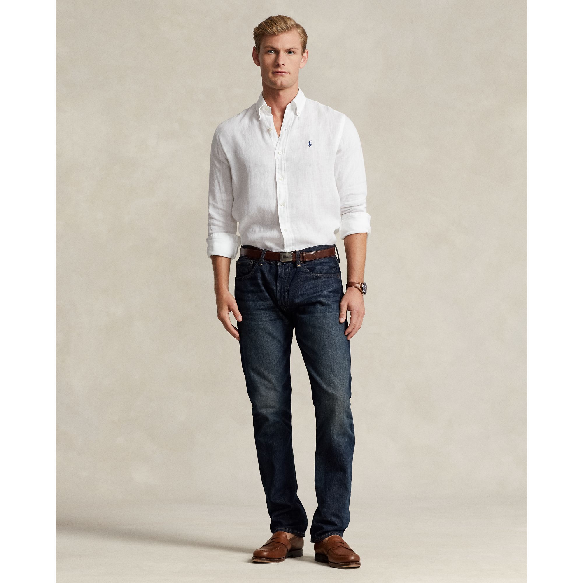  Ralph Lauren Custom Fit Linen Shirt - White 