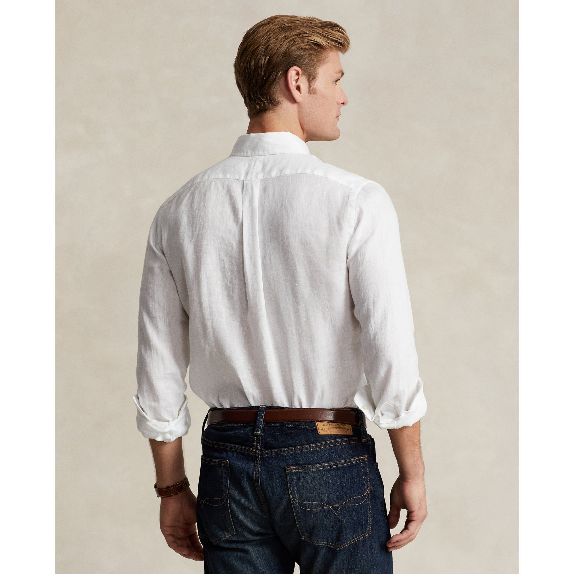  Ralph Lauren Custom Fit Linen Shirt - White 