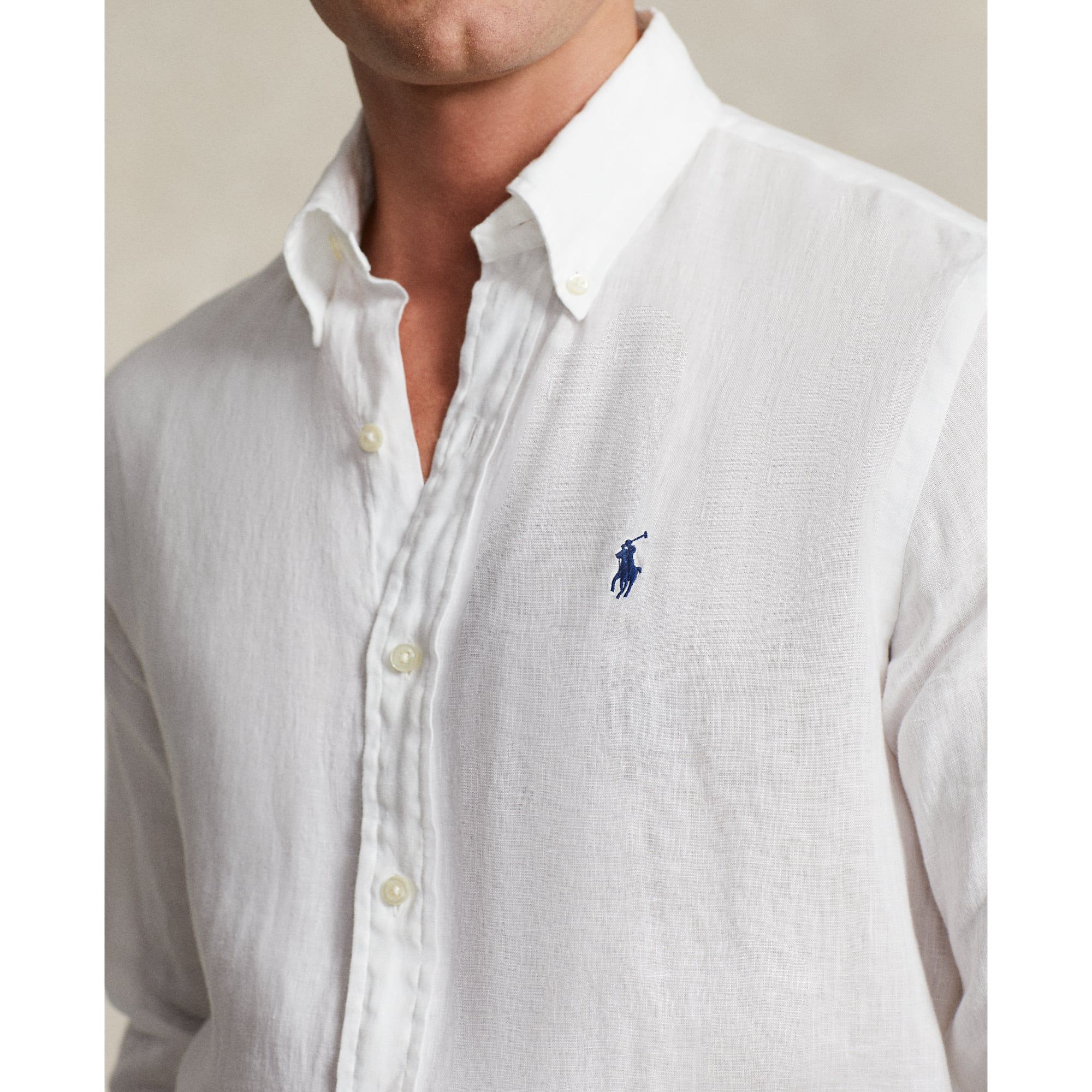  Ralph Lauren Custom Fit Linen Shirt - White 