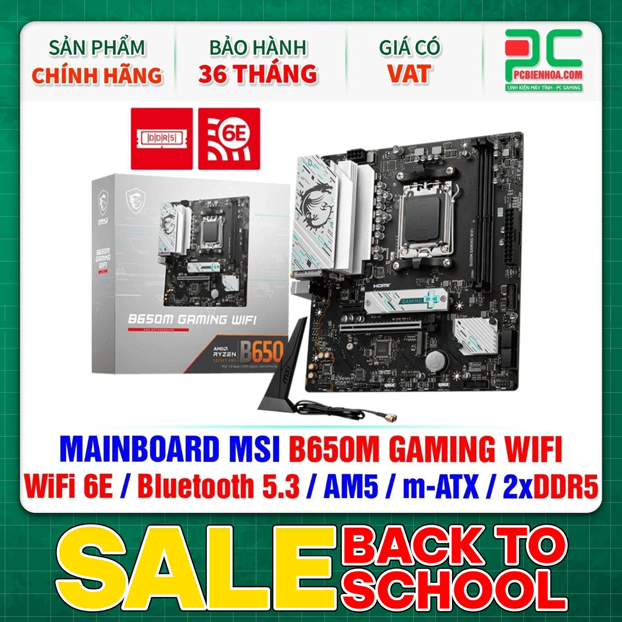  DDR5 - MAINBOARD MSI B650M GAMING WIFI ( WiFi 6E / Bluetooth 5.3 / AM5 / m-ATX / 2xDDR5 ) 