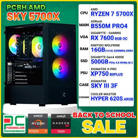  PCBH AMD SKY RYZEN 7 5700X / B550M / RX 7600 8GB / 16GB / 500GB 