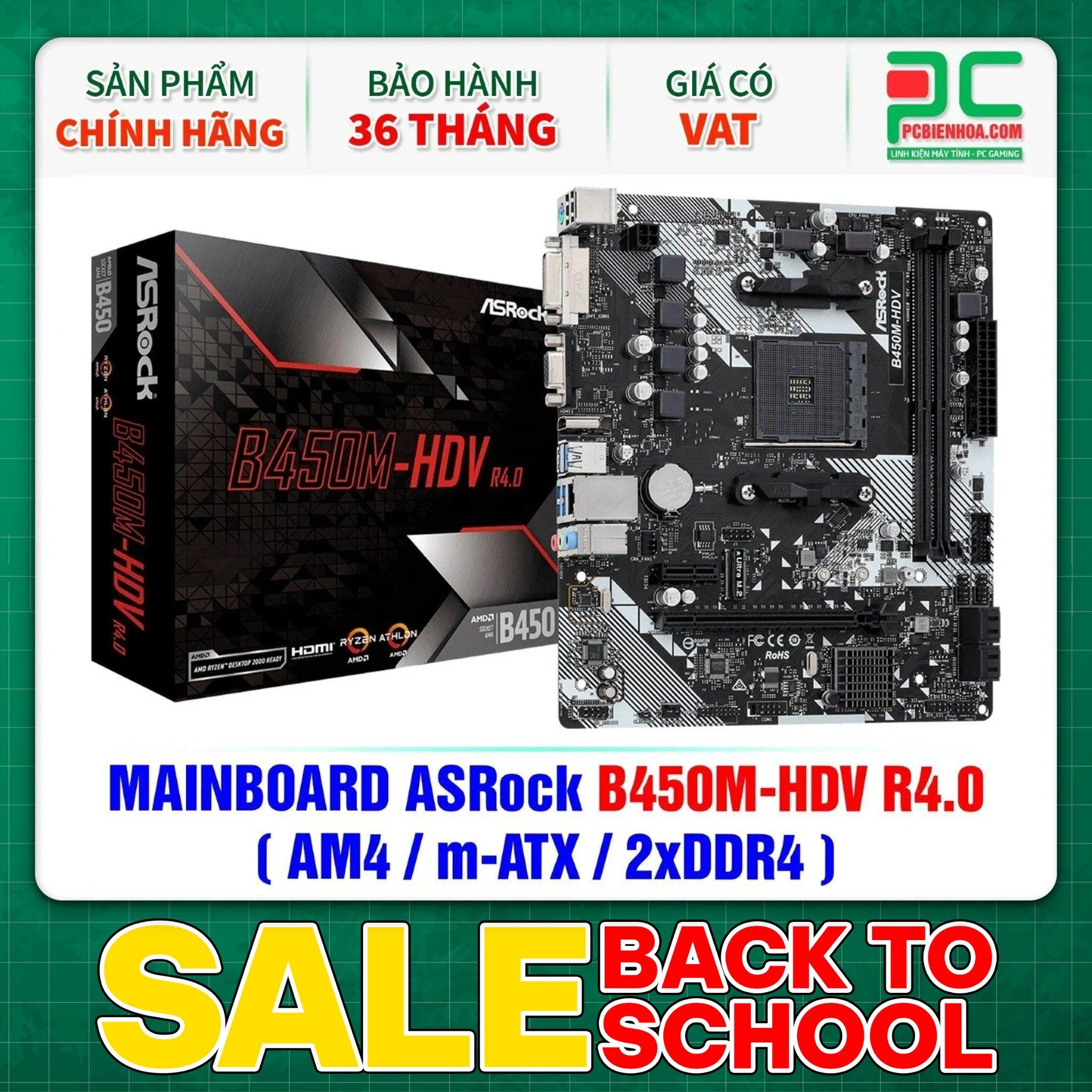  MAINBOARD ASRock B450M-HDV R4.0 ( AM4 / m-ATX / 2xDDR4 ) 