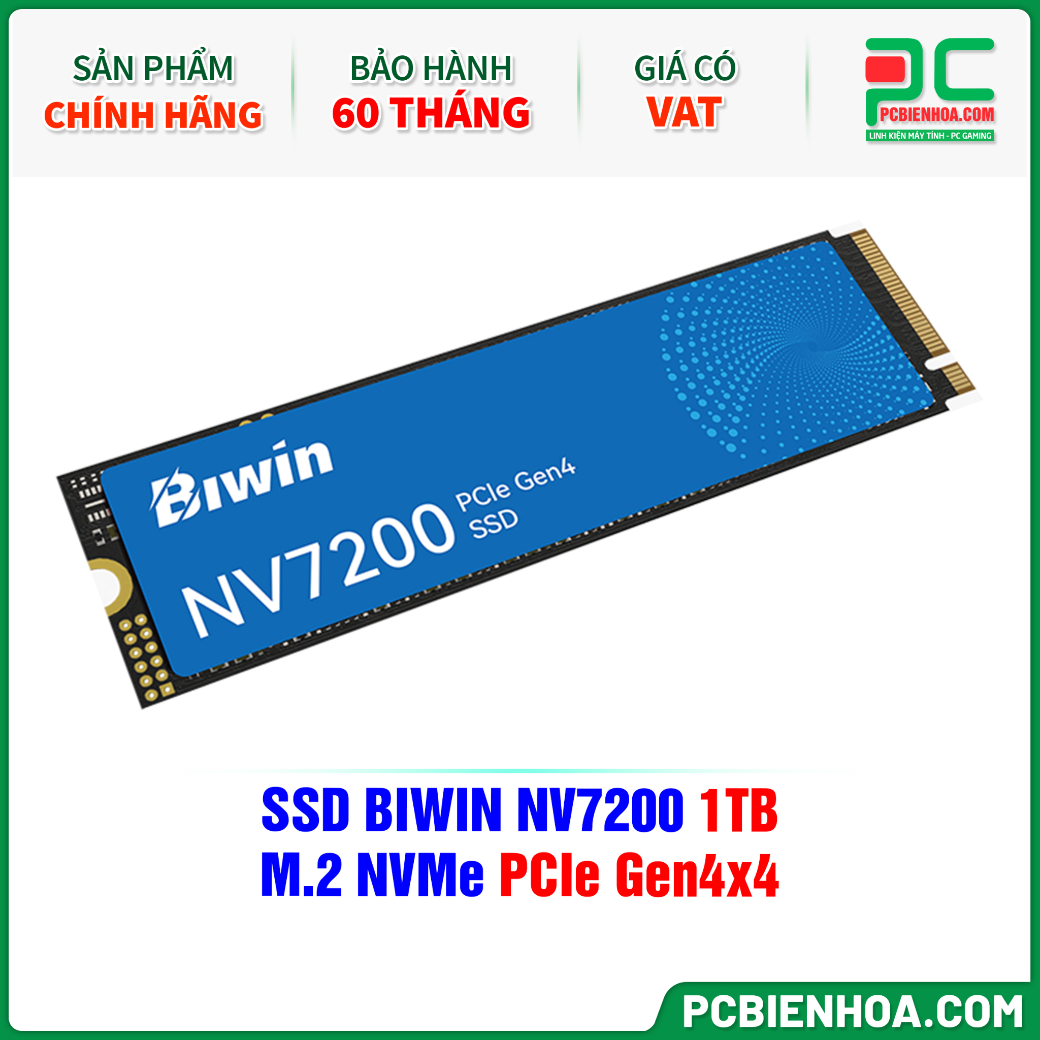 SSD BIWIN NV7200 1TB - M.2 NVMe PCIe Gen4x4 (BNV720001TB-RGX
