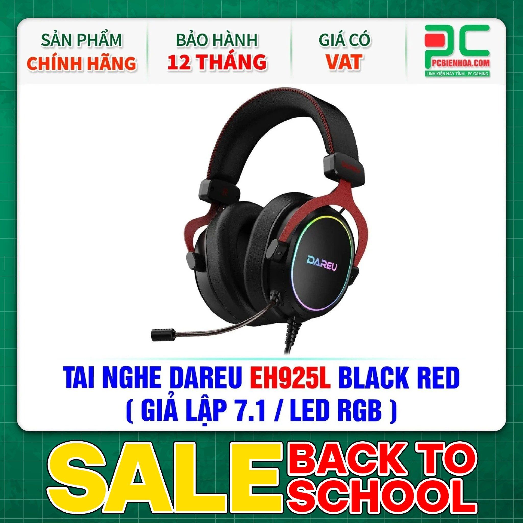  TAI NGHE DAREU EH925L BLACK RED ( GIẢ LẬP 7.1 / LED RGB ) 