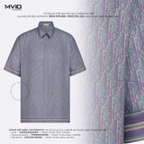  Sơ Mi Dior Lụa Cộc Tay Xám Vân Oblique Tím 193C545A4751_C578 