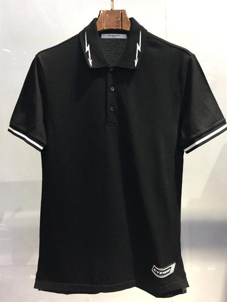  Polo Givenchy Đen Sét Cổ Trắng 