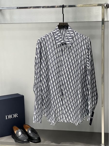  Sơ Mi Dior Dài Tay Lụa Vân Oblique 013C501A6006 