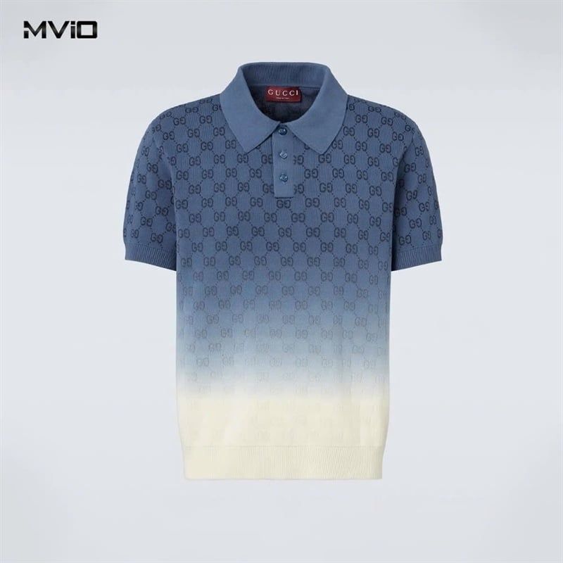  Polo Gucci Dệt Kim Xanh Loang Mono 834168 XKEZD 4804 