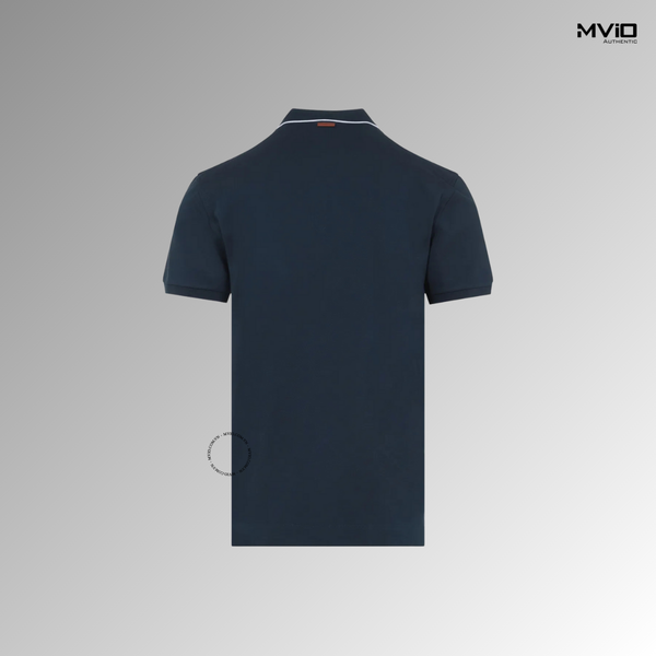  Polo Zegna Xanh Dương Cổ Viền Trắng UD358A7.D746.B07.50.R 