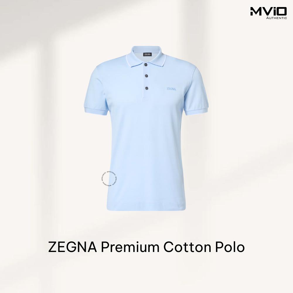  Polo Zegna Xanh Nhạt Viền Trắng UE358A8.E746 A02 
