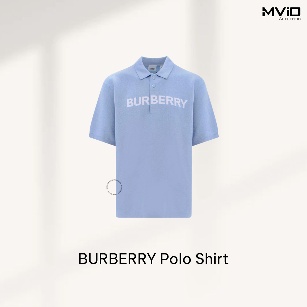  Polo Burberry Xanh Nhạt Chữ BBR Trắng 8065571 