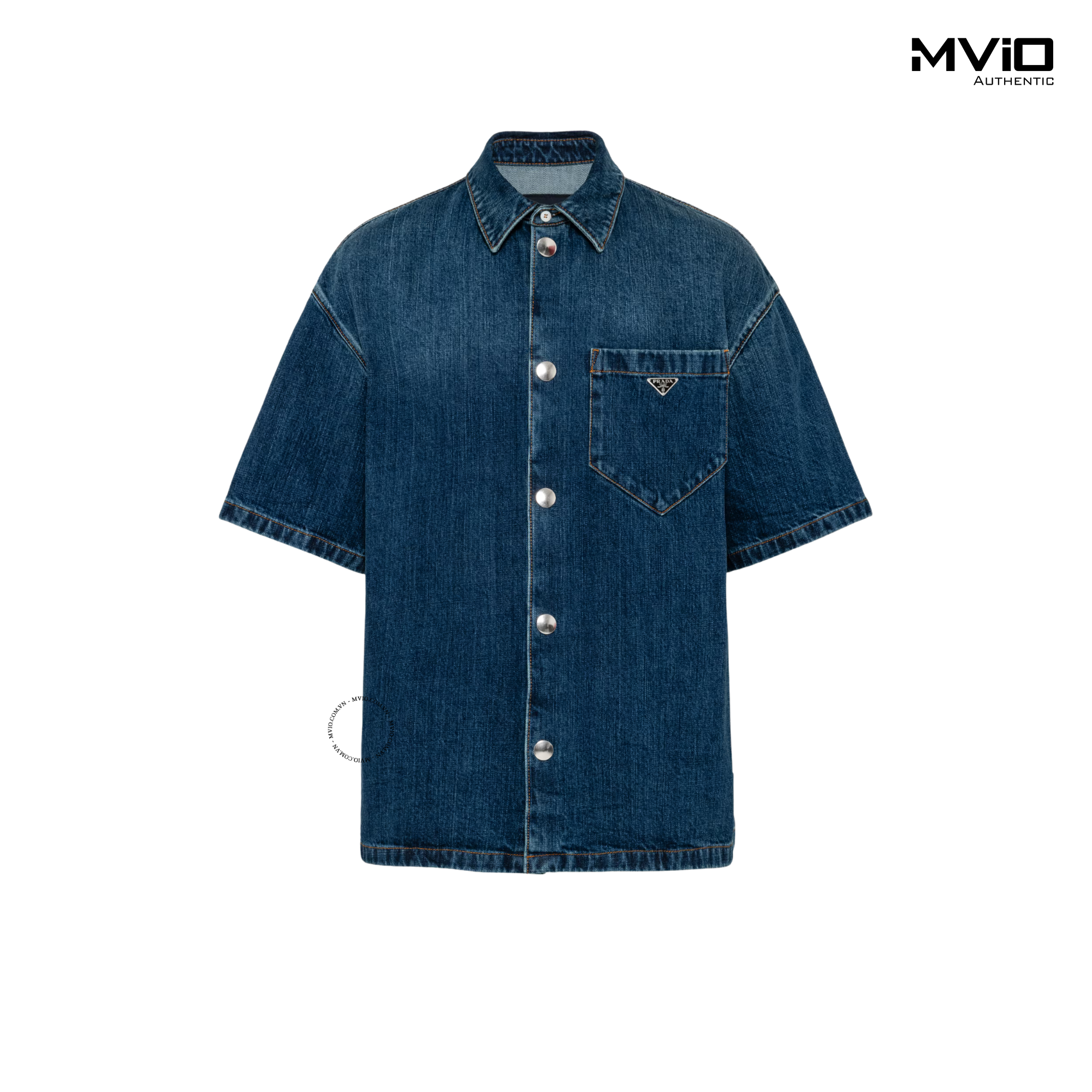  Sơ Mi Prada Denim Xanh Tag Ngực GEC067_109J_F0008 