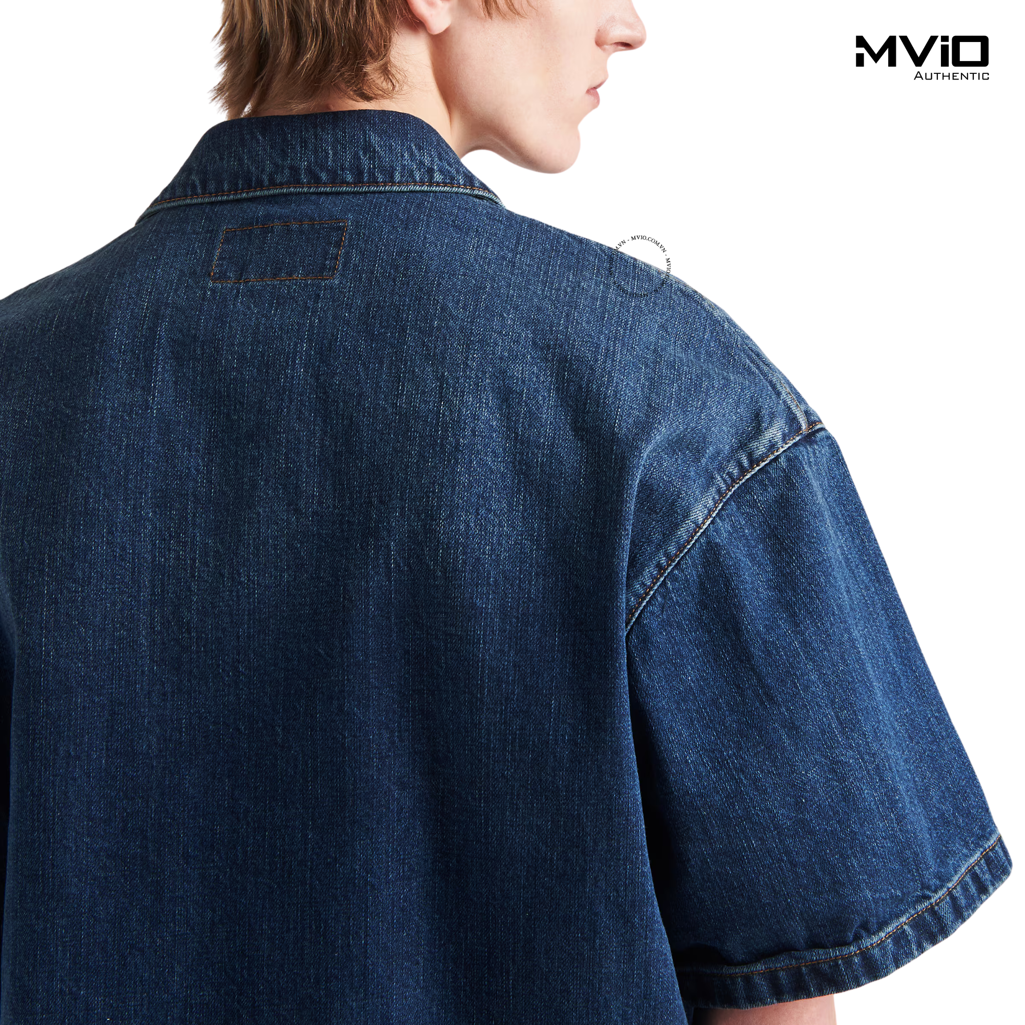  Sơ Mi Prada Denim Xanh Tag Ngực GEC067_109J_F0008 