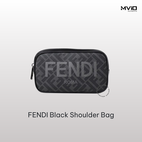  Túi Fendi Đeo Chéo Đen Vân FF Nhỏ Chữ Fendi 7M0285AJJ4/KA 