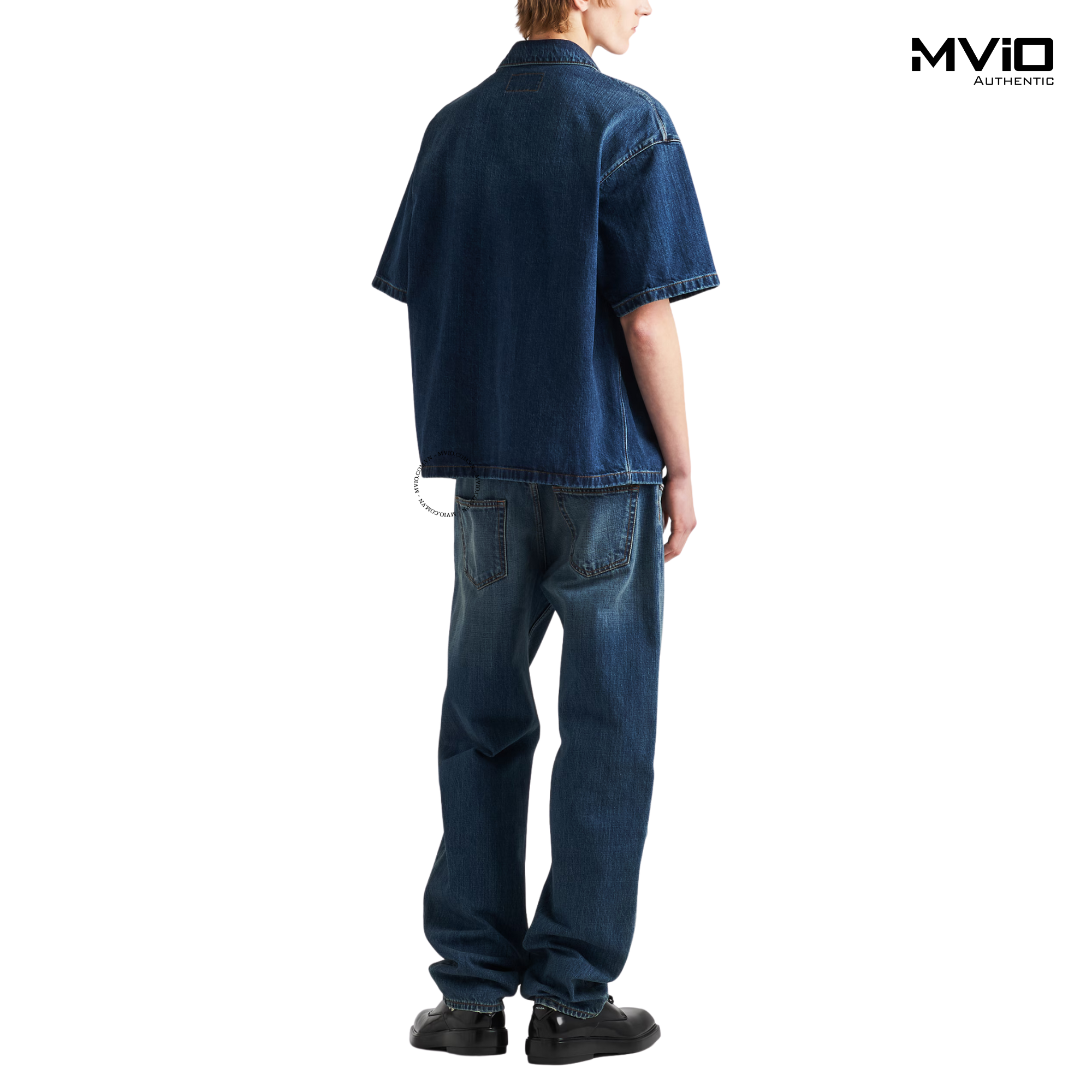  Sơ Mi Prada Denim Xanh Tag Ngực GEC067_109J_F0008 