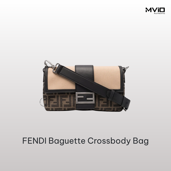  Túi Fendi Đeo Chéo Nâu Canvas Vân FF Khoá Bạc 7VA472AFBM F1DZY 