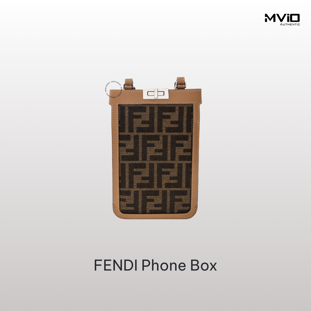  Túi Phone Box Fendi Nâu Vân FF Khoá Bạc 7AS156AFBV FIHRM 