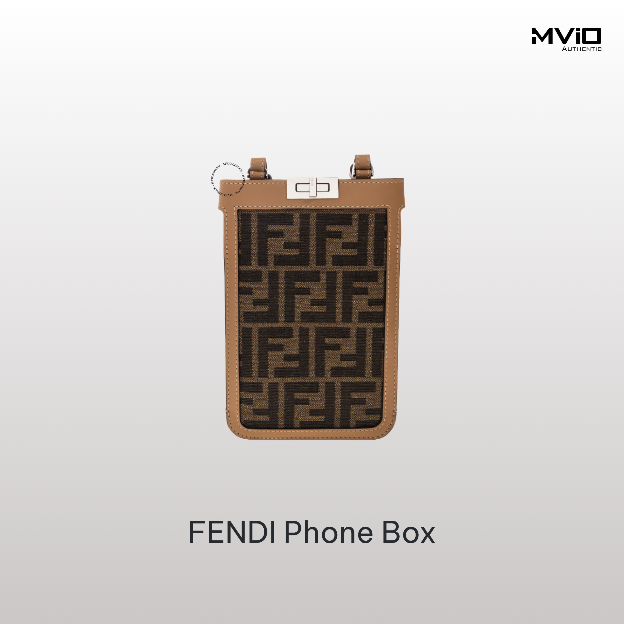  Túi Phone Box Fendi Nâu Vân FF Khoá Bạc 7AS156AFBV FIHRM 