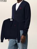  Khoác Cardigan Ami Paris Xanh Navy Tim Đỏ HKC361.001 