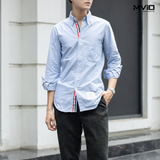  Sơ Mi Thom Browne Xanh Dài Tay Sọc Ngực MWL010E-F0313 480 