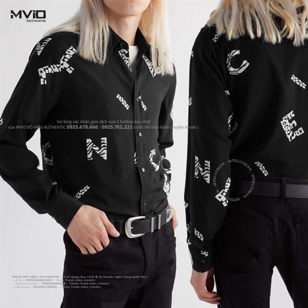  Sơ Mi Celine Đen Dài Tay Nhiều Chữ 2C813731T38CE 
