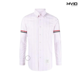  Sơ Mi Thom Browne Trắng Hồng Nhạt Kẻ Xám MWL301O07720 680 