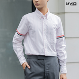  Sơ Mi Thom Browne Trắng Hồng Nhạt Kẻ Xám MWL301O07720 680 