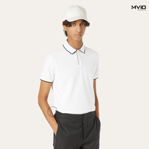  Polo Loro Piana Trắng Cổ Viền Đen FAI4903 69544 