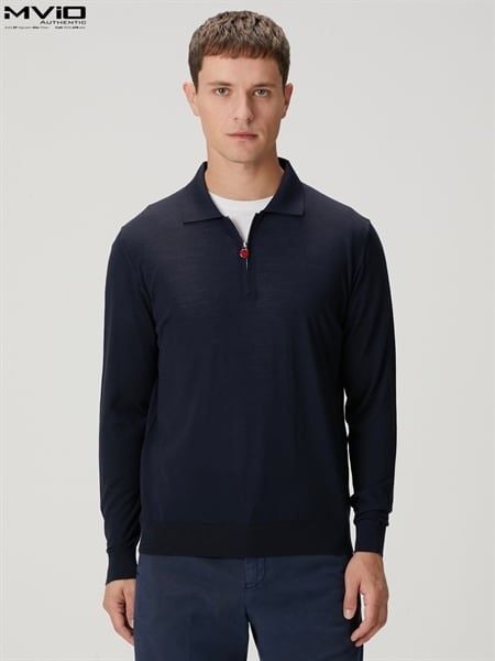  Polo Kiton Navy Dài Tay Khoá Zip UMK0493 3343 