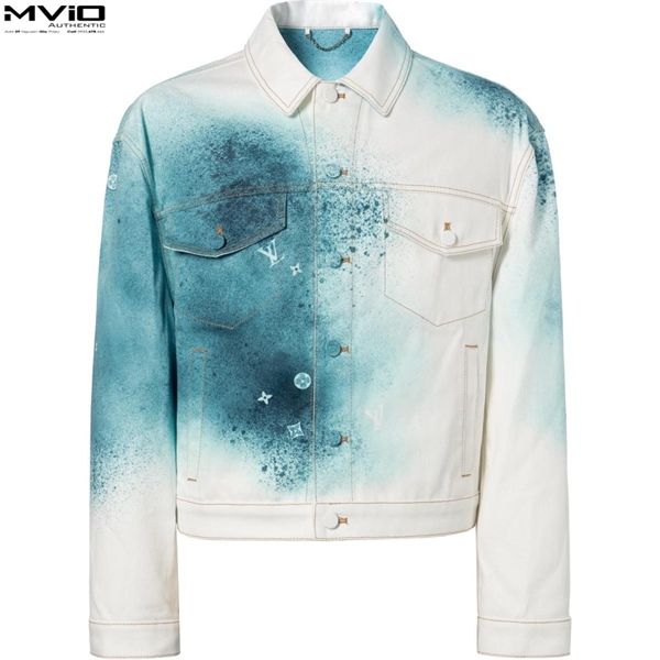  Khoác Louis Vuitton Denim Trắng Xanh Vân 1AAVCM 