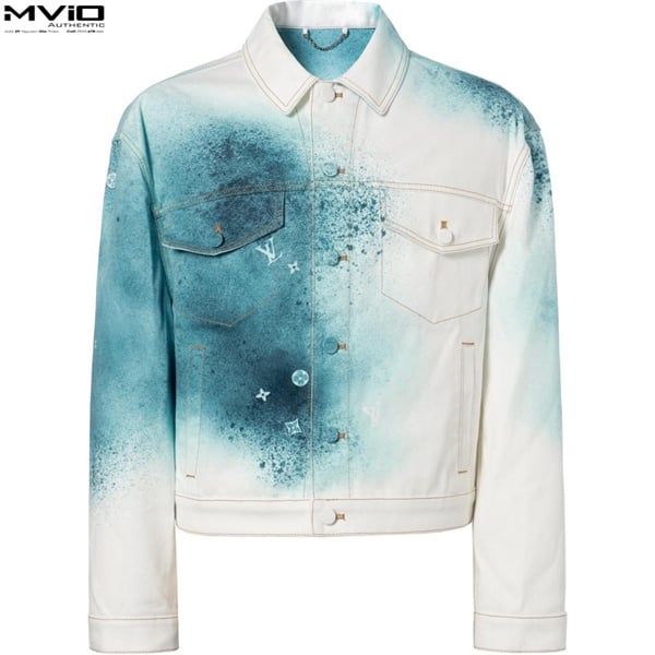  Khoác Louis Vuitton Denim Trắng Xanh Vân 1AAVCM 