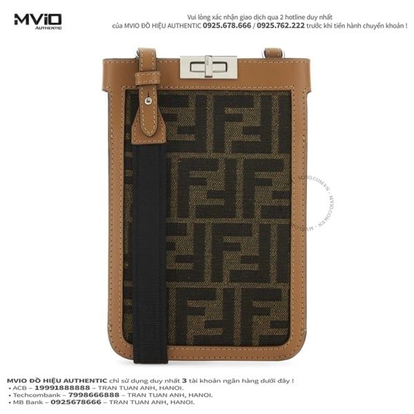  Túi Phone Box Fendi Nâu Vân FF Khoá Bạc 7AS156AFBV FIHRM 