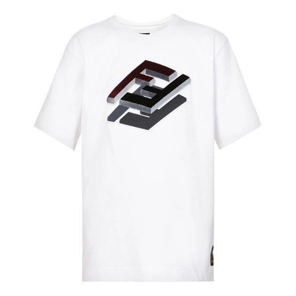  Phông Fendi Trắng Logo Đen Đỏ Thêu Ngực FY0936AL36F0QG1 