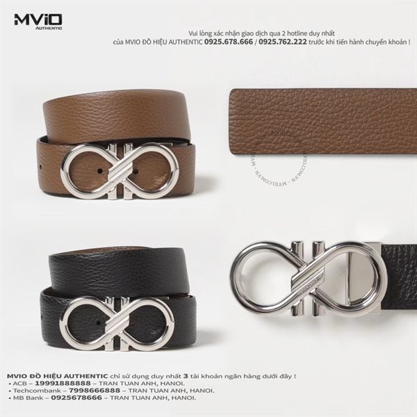  Belt Salvatore Đen Nâu Mặt Sliver Xoắn Dây Da Bê Sần 6703090770941 