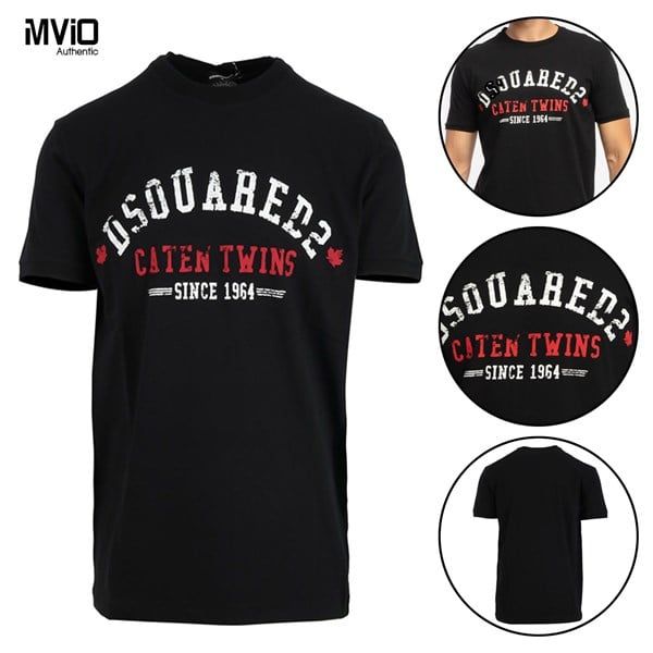  Phông Dsquared Đen Chữ Đỏ Caten Twin Since 1964 S71Gd1085 