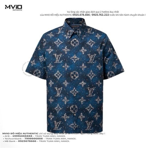  Sơ Mi Louis Vuitton Xanh Cộc Tay Monogram 1AHVTW 