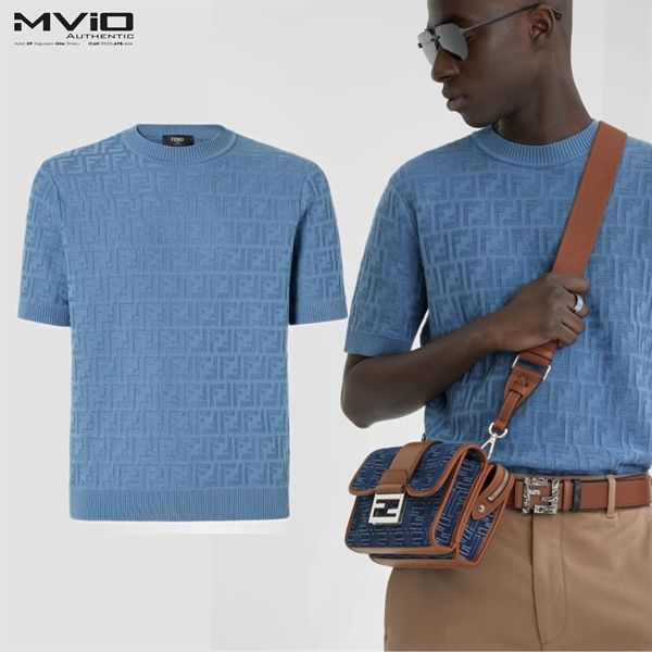  Phông Fendi Xanh Dệt Kim Vân FF FZX051 F0U6K 